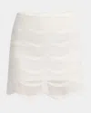 Tom Ford Crescent Mesh Mini Skirt In White