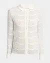 Tom Ford Crescent Mesh Polo Button Down Top In White