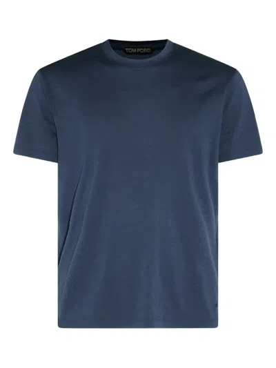 Tom Ford Short Sleeve Crewneck T-shirt In Dark Blue