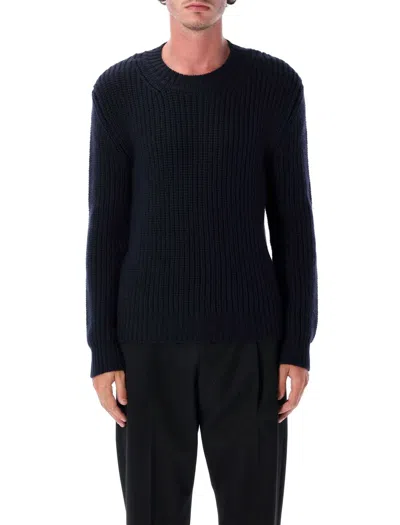 Tom Ford Crew Neck Fisherman Wool In Blue
