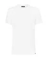 Tom Ford White Crewneck T-shirt With Tf Embroidery In Lyocell And Cotton Blend Man In White