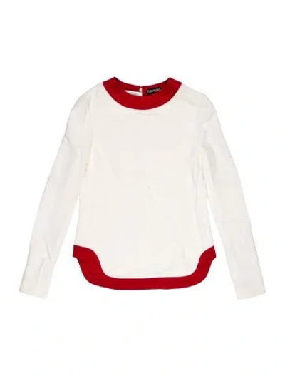 Pre-owned Tom Ford Crew Neck Long Sleeve Crop Top In White