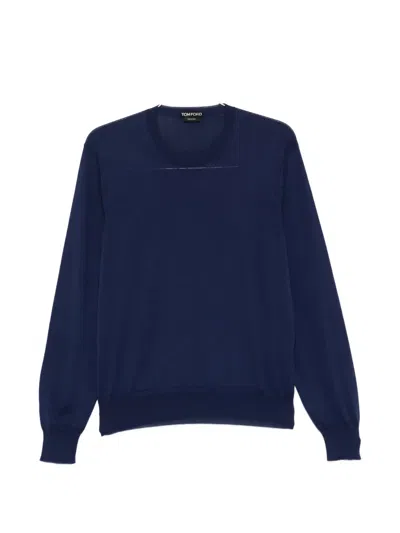 Tom Ford Crew-neck Long-sleeve Sweater In Blue