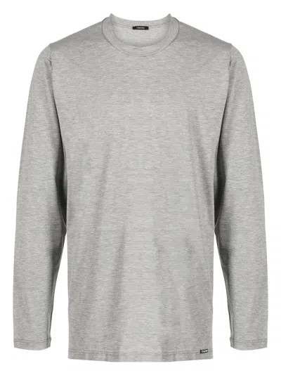 Tom Ford Crew-neck Long-sleeve T-shirt In Grey