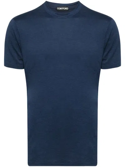 Tom Ford Blue Crew-neck Lyocell T-shirt