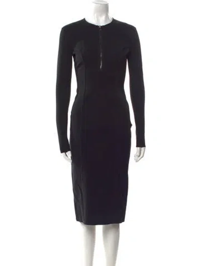 Pre-owned Tom Ford Crew Neck Midi Length Dress In Black