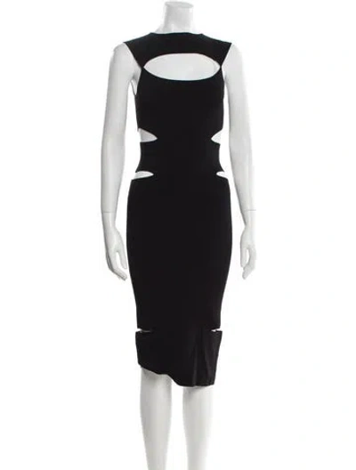 Pre-owned Tom Ford Crew Neck Midi Length Dress In Black