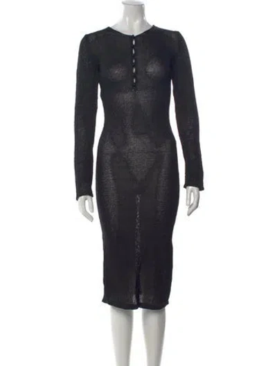 Pre-owned Tom Ford Crew Neck Midi Length Dress In Black