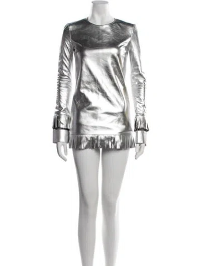 Pre-owned Tom Ford Crew Neck Mini Dress In Silver