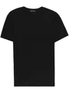 Tom Ford Black Crewneck T-shirt With Logo Embroidery On The Front In Cotton Blend Man In Black