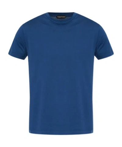 Tom Ford Crew-neck Short-sleeve T-shirt In Blue