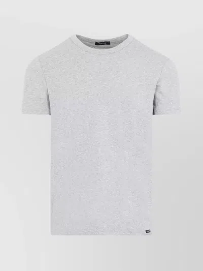 Tom Ford Crew Neck Short Sleeve T-shirt With Tonal Stitching In Grey
