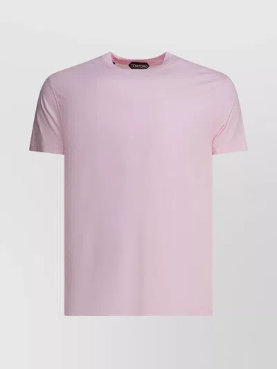 Tom Ford Crew Neck Short Sleeves Soft Fabric In Pink