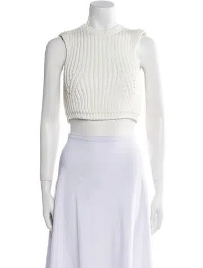 Pre-owned Tom Ford Crew Neck Sleeveless Crop Top In White