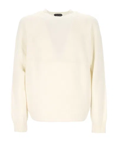 Tom Ford Crew Neck Sweater In White