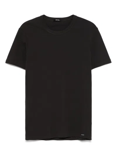Tom Ford Placed Rib Slim-fit Lyocell And Cotton-blend Jersey T-shirt In Black