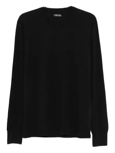 Tom Ford Crew Neck Long-sleeved T-shirt In Black