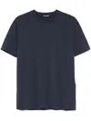 Tom Ford Blue Crew Neck T-shirt With Embroidered Logo In Cotton Blend Man In Blue