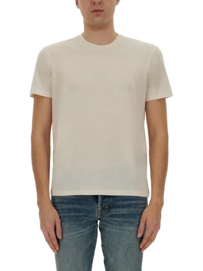 Tom Ford Crew Neck T-shirt In Lightweight Fabric In Gray