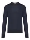 Tom Ford Crew-neck Wool Sweater In Blue