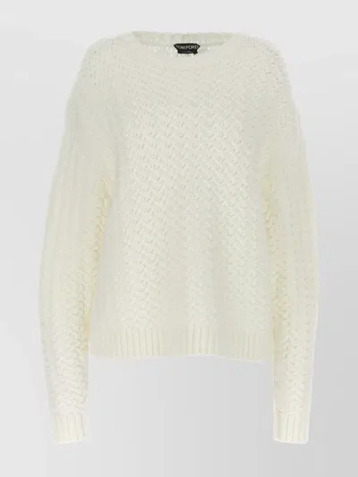 TOM FORD CREW NECK WOOL SWEATER WITH TEXTURED KNIT