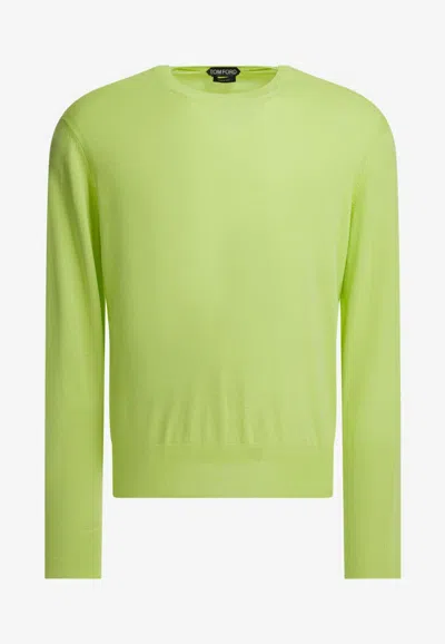 Tom Ford Crewneck Knitted Sweater In Green