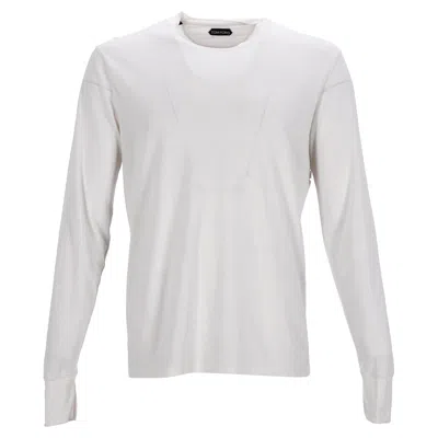 Tom Ford Crewneck Long-sleeve T-shirt In White Lyocell