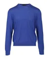Tom Ford Fluid Silk Ls Crew Neck Knitwear Blue In Blue