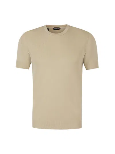 Tom Ford Crewneck Ribbed In Beige