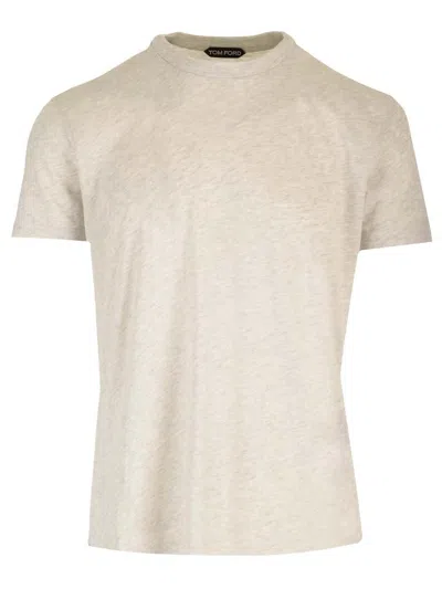 Tom Ford Crewneck Short-sleeved T-shirt In Pale Grey (grey)