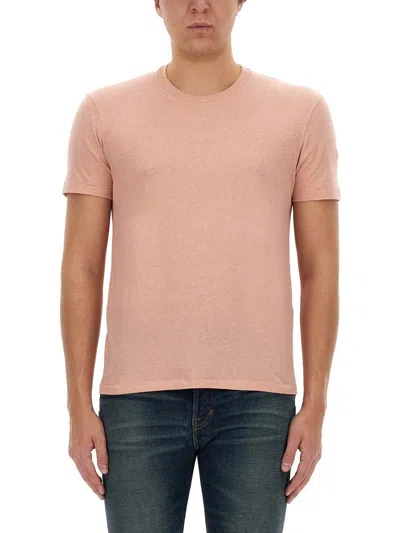 Tom Ford Crewneck Short-sleeved T-shirt In Peach