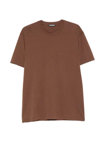 Tom Ford Crew-neck Short-sleeve T-shirt In Brown