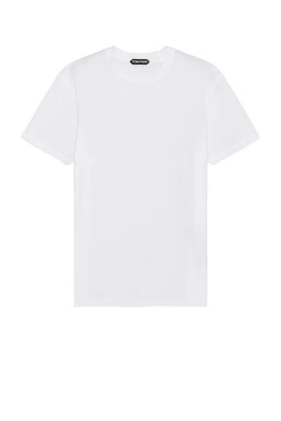 Tom Ford Logo Round Collar Short-sleeved T-shirt In White