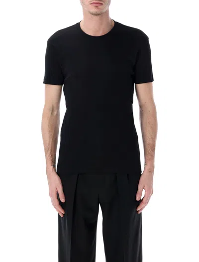 Tom Ford Crewneck T-shirt With Logo Embroidery On The Front And Perforated Design In Cotton Man In Black