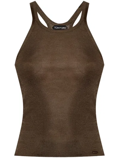 Tom Ford Criss-cross Tank Top In Green Ash