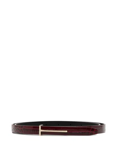 Tom Ford Croc-effect Buckle Belt In Brown