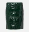 Tom Ford Croc-effect Leather Miniskirt In Green