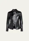 TOM FORD CROC-EMBOSSED FITTED LEATHER JACKET