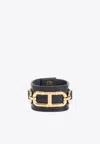 Tom Ford Brass And Printed Croc Cuff Bracelet In Black