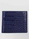 Tom Ford Croc Embossed Leather Compact Bifold Wallet In Blue