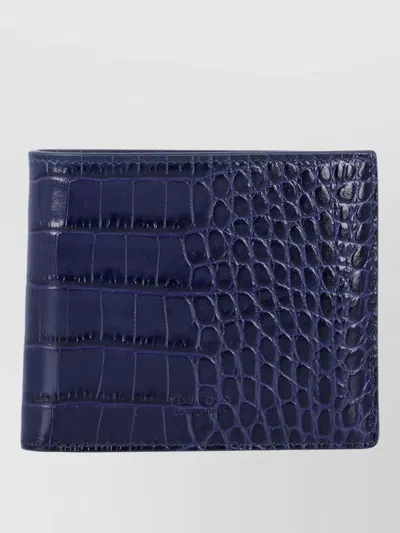 TOM FORD CROC EMBOSSED LEATHER COMPACT BIFOLD WALLET