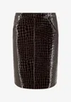 Tom Ford Crocodile Fitted High-waisted Knee-length Skirt In Brown