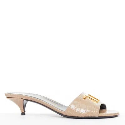 Tom Ford Croc Embossed Leather Sandal In Multi