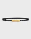 Tom Ford Croc-embossed Leather Skinny Belt In Black