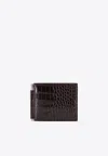 Tom Ford Crocodile-print Leather Wallet In Black