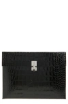 Tom Ford Croc-effect Patent-leather Document Holder In Black