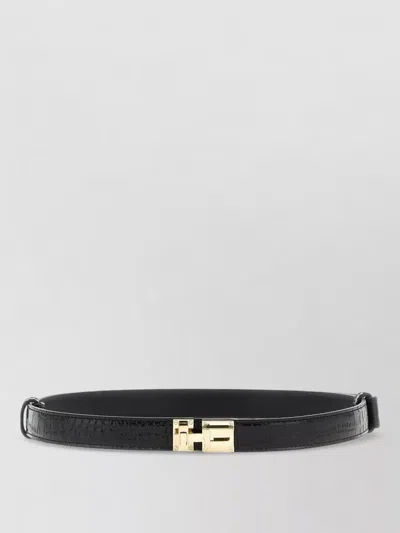 Tom Ford Croc Embossed T Shape Adjustable Belt In Black