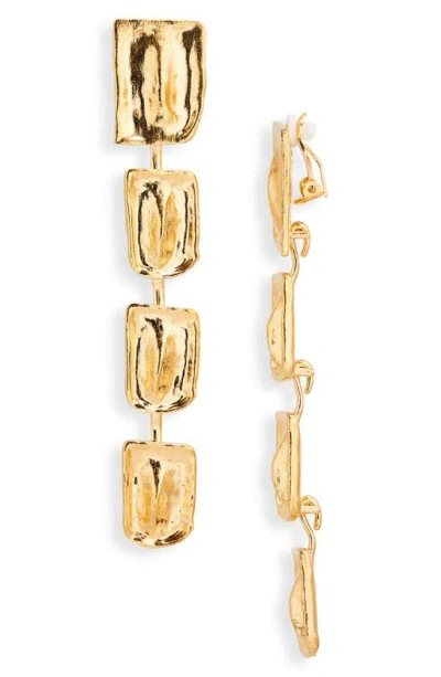 Tom Ford Croc Link Clip-on Drop Earrings In Vintage Gold