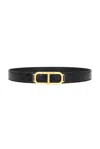 Tom Ford Shiny Printed Goat Stadium T Belt 30 Mm In Black