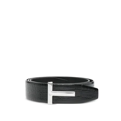TOM FORD CROC-EFFECT BELT